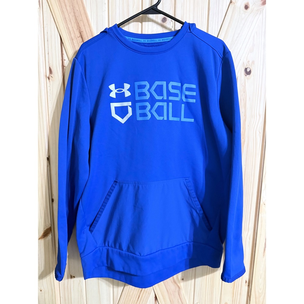 Under Armour Baseball Hoodie Mens Large Royal Blue Fleece Pullover Sweatshirt